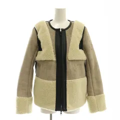 ダブルスタンダードクロージング ダブスタ DOUBLE STANDARD CLOTHING ムートン ボア切替 ジップノーカラー ジャケット 36 グレージュ /AT ■OSのサムネイル