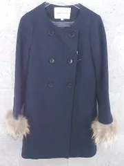 ■ UNITED ARROWS 　Jewel Changes ジュエル チェンジズ ラクーンファー ノーカラー コート 36 ネイビー * 1002799897600 【中古】 【1002799897600】のサムネイル
