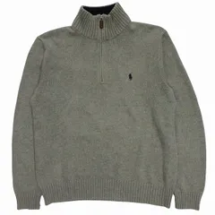 ポロ バイ ラルフローレン Polo by Ralph Lauren クォータージップ セーター カットソー コットン 長袖  ワンポイント ハイネック ロゴ 刺繍 HC12PCA-06W サイズS グレー メンズ