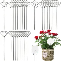 ★即日発送★付箋クリップ クリップホルダー 写真クリップ 30本セット メモ クリップ 金属線メモクリップ 写真ホルダー メモスタンド 可愛い形 DIY愛好家に最適 結婚式 記念日 ホーム装飾用 店舗用 長さ130mm（3種類 ハート型/星型/花型各10個）