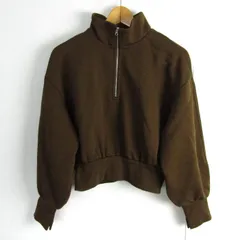 ジーユー ヘビーウェイト スウェット ショートハーフジップ プルオーバー 長袖 トップス レディース XLサイズ ブラウン GU 【中古】