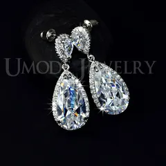 ピアス レディース ジルコニア ティアードロップ 雫 アクセサリー ジュエリー プレゼント   3.7cm3.7cmP_0