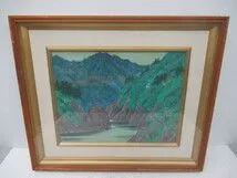 「真作」樋口 善一『信濃の秋』 風景画　油絵　絵画　油彩画　額装　F8号 真作」樋口 善一『信濃の秋』 風景画油絵絵画油彩画額装F8号