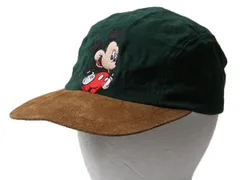 【お得なクーポン配布中!】 90s ミッキー 刺繍 本革 スウェード 切替 ローキャップ 帽子 ベースボール