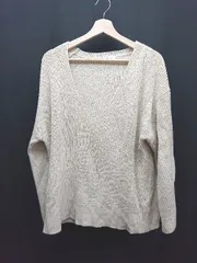 ◇ LOWRYS FARM カジュアル シンプル 秋冬素材 リブ 長袖 ニット　セーター サイズF クリーム レディース E  【1308160026397】