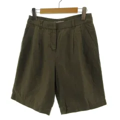 グローバルワーク GLOBAL WORK パンツ ハーフパンツ リネン混 シンプル カーキ S