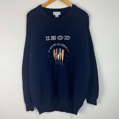 90s IZOD デカロゴ　ロゴ刺繍　オーバーサイズ　ニット　コットンニット　ストリート　古着
