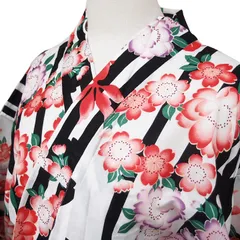【難あり】浴衣 ゆかた  カジュアル レディース 大人 単品 新品 未使用 モノトーン ストライプ 縞 八重桜 さくら 金魚 夏用 夏物 着物 きもの 夏祭り お祭り 花火大会 夕涼み お稽古 お出掛け おしゃれ  送料無料 浴衣 z776