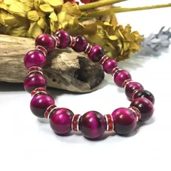 パワーストーン　ブレスレット　ピンクタイガーアイ　12mm （レッド）メンズ・レディース　男性・女性　数珠ブレス　開運 [k]