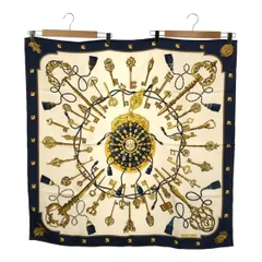 エルメス HERMES スカーフ カレ90  LES CLES 鍵 シルク ブルー 青 M1564