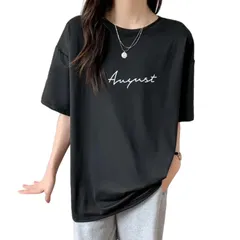 【残りあと僅か！】おしゃれ きれいめ 韓国 綿100 体型カバー ドロップショルダー 日常着 オーバーサイズ かわいい 半袖 ゆったり 大きいサイズ ロング 英字 夏服 ロゴ カットソー 五分袖 レデイース tシャツ LLOP] [Vmiutyer