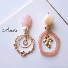 いちごミルク フラワー  クリアピンク アシンメトリー  ピアス/イヤリング