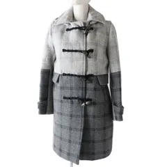 美品◎正規品 Paul Smith ポールスミス レディース ダッフルコート 切り替えデザイン ライトグレー×グレー チェック柄 38のサムネイル