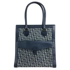 Christian Dior  クリスチャン ディオール  トロッター トートバッグ ネイビー  ジャガード フロントポケット nak7gb