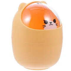 LIFKOME 卓上ゴミ箱 ダストボックス ミニ ごみ箱 猫 ふた付き かわいい 小物入れ ペンホルダー 文房具収納 リビング オフィス キッチン 子供部屋 寝室 インテリア 黄色