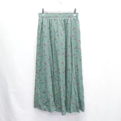 ◇ SM2 サマンサモスモス 花柄 ウエストゴム ロング丈 フレアスカート スカート サイズF グリーン パープル レディース E  【1405140047233】