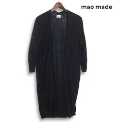 mao made マオメイド 春夏 麻100%♪ リネン ロング カーディガン ガウン 羽織り Sz.FREE レディース 黒