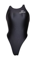 SWIMHXBY 競泳水着 レディース ガールズ 280 ハイレグモデル 黒  無地 光沢 メタリック