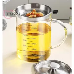 オイルポット 耐熱ガラス 油こし器 油こし イル残留物をろ過 キッチン用品 家庭用 油ポット レストラン向け あぶらこし ろ過 フィルター 1