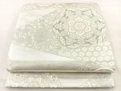 平和屋着物◎六通柄袋帯　唐織　切嵌正倉院花文　プラチナ二重箔　正絹　逸品　BAAT2037ph