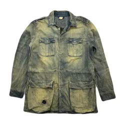 POLO RALPH LAUREN ポロラルフローレン ヴィンテージ風 ダメージ加工 デニム ジャケット カバーオール M 秋冬 アメカジ ワーク 古着■BH164