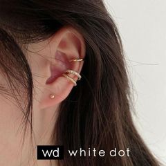 イヤーカフ イヤーカフス リング （片耳用） ピアス プープ ゴールド 3連 イヤーカフ レディース【white dot】(ホワイトドット)
