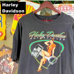 Harley-Davidson ハーレーダビッドソン Tシャツ XL 相当 ピンナップガール 両面プリント 黒 ブラック 10650