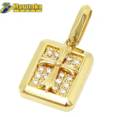 K18 クロスモチーフ ペンダントトップ ダイヤモンド 0.33ct 3.9g 18金 鑑別書 メンズ 十字架 逸品質屋 丸高 尼崎市 Au750 cross Diamond pendant top yellow gold Marutaka 兵庫県 送料無料
