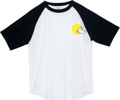 うさぎワンポイントイラスト/オリジナルデザイン/00106-CRT/Printstar5.6ヘビーウェイトラグランTシャツ//ホワイト×ブラック