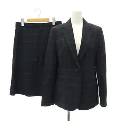 ポールスミス PAUL SMITH ウール ブロックチェック ジャケット スカート セットアップ テーラード シングル タイト ひざ丈 バックファスナー オレンジ 紺 ネイビー /YQ ■OSのサムネイル