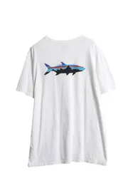 【お得なクーポン配布中!】 パタゴニア 両面 プリント 半袖 Tシャツ メンズ XL 17年製 アウトドア バックプリント フィッシュ グラフィック イラスト 大きいサイズ 白
