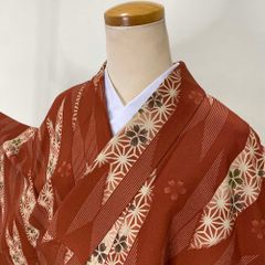 振袖5点セット 裄68cm 身丈170cm 熨斗目柄 振袖 帯 帯揚げ 帯締め 赤  