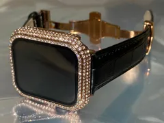 ローズブラック　BOX付きアップルウォッチバンド 高級レザー 本革ベルト Apple Watch クロコダイル キラキラ　カバー　ケース メンズ レディース 