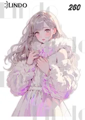 コラージュ素材　人物ステッカー　女の子　A6サイズ　5枚入り　シール　ノーカット　260