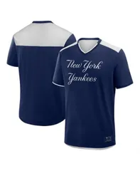 【送料無料】 ファナティクス メンズ Tシャツ トップス Men's Navy New York Yankees Walk Off V-Neck T-Shirt Navy