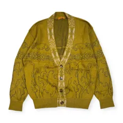 リネン混 LANCEL ランセル ペイズリー風 Vネック ニット カーディガン M/マスタード系 メンズのサムネイル
