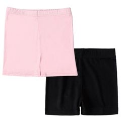 [CocoFill] オーバーパンツ 黒パン 2枚入 1分丈 130cm 黒&ピンク 伸縮性 ストレッチ 通学 スパッツ レディース キッズ [130]のサムネイル
