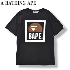 【初期タグ】 00sヴィンテージ ア ベイシング エイプ A BATHING APE BAPE 猿顔 ビッグプリント 半袖 クルーネック Tシャツ シングルステッチ 金タグ L ブラック メンズ