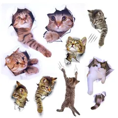【特価商品】トイレ 壁紙 部屋 動物 貼ってはがせる 可愛い DIY 簡単 キッチン 3D かわいい シール ねこ ステッカー インテリア 壁 剥がせる 猫 ウォールステッカー Pazi