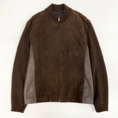49i11 dunhll ダンヒル レザージャケット ブルゾン 袖ニット切替 ジップアップ イタリア製 メンズ 男性用 XL ブラウンu02tのサムネイル