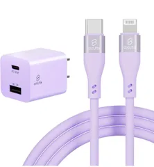iphone 充電器 ケーブル セット pd充電器 20W 急速充電器 ipad 充電器 USB PD 対応 PSE技術基準適合 アイホン 充電 ACアダプター 電源アダプタ TYPE-C 充電(パープル, AC充電器+Type-C to ライトニング 2m)