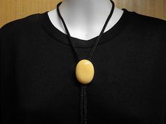 天然石 江戸打ち紐べっ甲ループタイ(ロングネックレス)　　250720254
