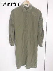 ◇ ◎ zara basic ベルト付き 長袖 膝下丈 ロング シャツ ワンピース サイズEUR S USA S MEX 26 カーキ レディース  【1002800414642】