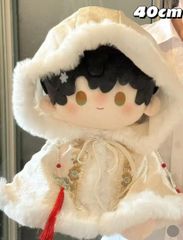 40cm ぬいぐるみ服 着せ替え ぬい服 ベージュ 刺繍 フード付きケープ推し活
