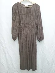 ◇ tal. by yumi. プリーツ 長袖 膝下丈 ワンピース サイズM ダークブラウン系 レディース P  【1406240003563】