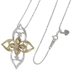本物 ダイヤモンド 0.23ct K18 WG PG ネックレス ペンダント ピンクゴールド ホワイトゴールド アクセサリー ジュエリー 中古 【フォロー割】