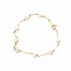 ミキモト MIKIMOTO ブレスレット K18 8P パール チェーン イエローゴールド /YI3 ■SHのサムネイル