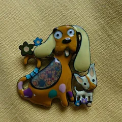 ブローチ  七宝焼き  ビーグル犬  フレンチブルドッグ