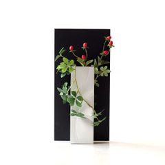 花瓶 花びん フラワーベース ガラス 一輪挿し おしゃれ モダン シンプル 花器 玄関 インテリア アルミとガラスのウッドフレーム