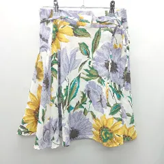 ◇ snidel スナイデル 花柄 バックウエストゴム キレイめ 膝丈 フレア スカート サイズ1 パープル系 レディース E  【1407180031968】